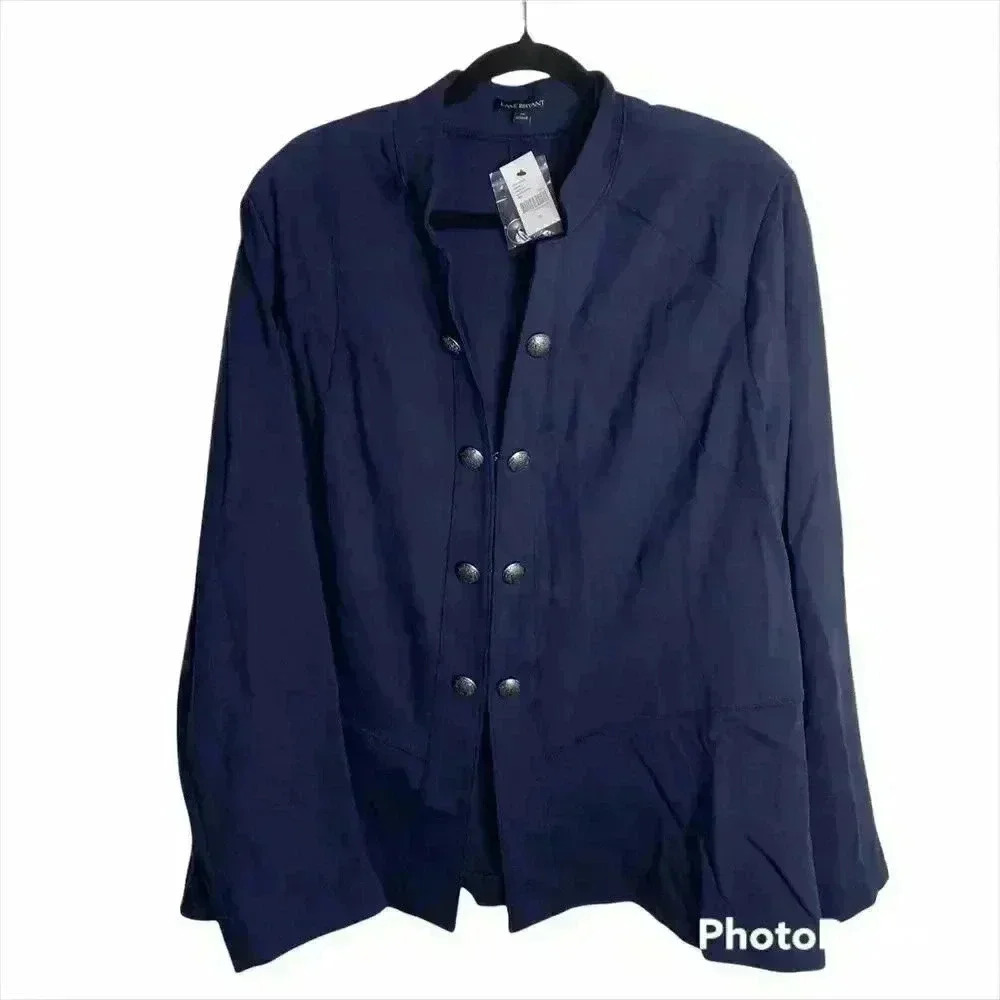 LANE Bryant Military Style Navy Blue Peplum Jacket NWT Size 26